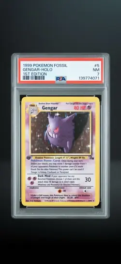 Pokemon Gengar 5/62 Fossil 1st Edition Holo PSA 7 1999 English - Image 1