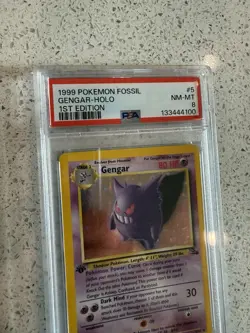 1999 Pokemon Fossil 1st Edition #5 Gengar Holo PSA 8 NM-MT - Image 2