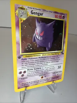 Pokemon Gengar Holo 5/62 1st Edition Fossil Vintage - SWIRL 🌀💫 PORTUGUES - Image 3