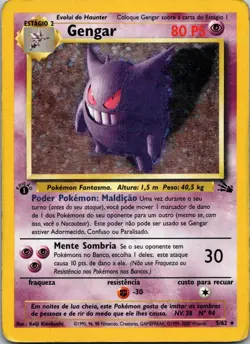 Pokemon Gengar Holo 5/62 1st Edition Fossil Vintage - PORTUGUESE Played - Image 1