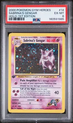 2000 POKEMON GYM HEROES HOLO-1ST EDITION #14 SABRINA'S GENGAR PSA 6 - Image 1
