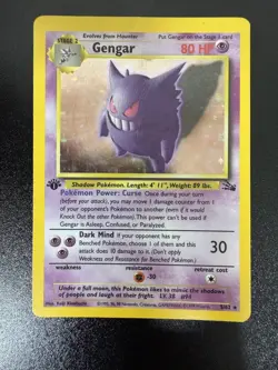 Pokemon 1st Edition Fossil Gengar Holo #5/62 (English, 1999 WOTC) - Image 1