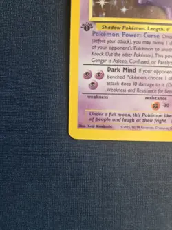1999 Pokemon TCG Fossil 1st Edition Gengar Holo Rare - Image 5