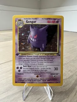 Pokemon 1st Edition Gengar Fossil 5/62 Holo Rare (Holo Bleed) Read - Image 1