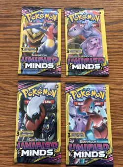 Pokemon Unified Minds - Sun & Moon 3 Card Booster Pack Lot of 28 Packs - Image 2