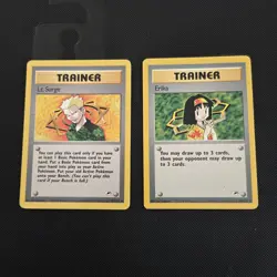 Pokemon Bundle - Lt. Surge 101/132 & Erika 100/132 Non Holo Rare Gym Heroes - Image 1
