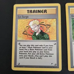 Pokemon Bundle - Lt. Surge 101/132 & Erika 100/132 Non Holo Rare Gym Heroes - Image 2