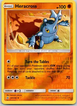 HERACROSS 107/236 UC UNIFIED MINDS POKEMON REVERSE HOLO NM/M - Image 1
