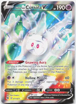 Galarian Cursola V 071/073 Ultra Rare Champion's Path Pokemon Holo Near Mint - Image 1