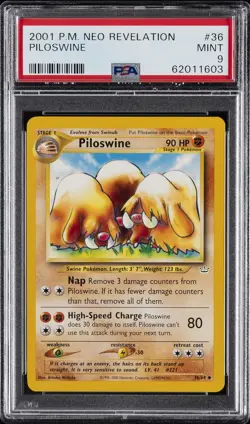 2001 POKEMON NEO REVELATION #36 PILOSWINE PSA 9 - Image 1