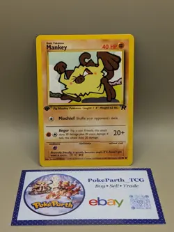 Pokemon 2000 WOTC 1st Edition Team Rocket Mankey 61/82 - Excellent - Image 1