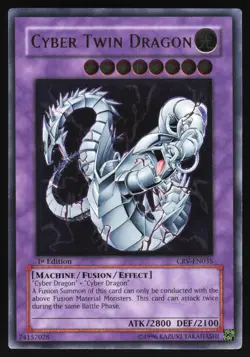 Cyber Twin Dragon - CRV-EN035 - Ultimate Rare - 1st Edition Yugioh 2 - Image 1