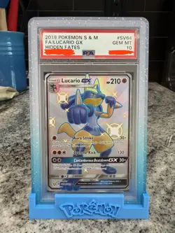 Pokemon TCG 2019 Hidden Fates Lucario GX SV64/SV94 PSA 10 - Image 1