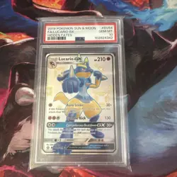 Pokemon TCG Lucario GX SV64/SV94 Shiny Holo Rare Full Art Hidden Fates PSA 10 - Image 1