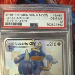Pokemon TCG Lucario GX SV64/SV94 Shiny Holo Rare Full Art Hidden Fates PSA 10 - Image 4
