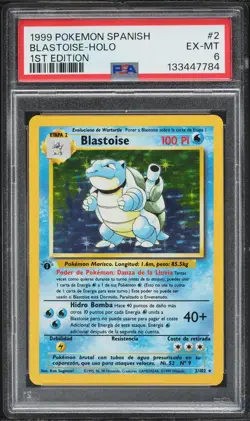 PSA 6 Blastoise 1st Edition Holo Rare Spanish Base Set 1999 Pokemon Card #2 - Image 1
