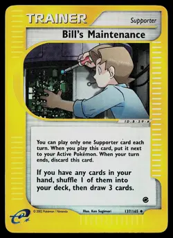 Pokemon Card - Bill's Maintenance Expedition Base Set 137/165 Reverse Holo - Image 1