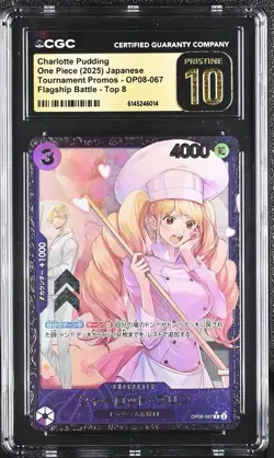 One Piece JP Charlotte Pudding OP08-067 Top 8 Promo Flagship CGC 10 Pristine - Image 1