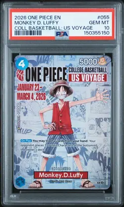 2026 ONE PIECE COLLEGE BASKETBALL: US VOYAGE PROMOS #055 MONKEY D. LUFFY PSA 10 - Image 1