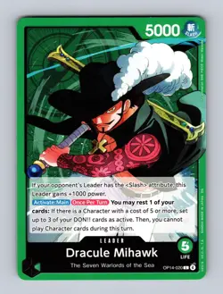 Dracule Mihawk OP14-020 Leader The Azure Sea's Seven One Piece Near Mint - Image 1