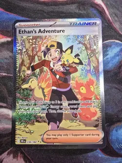 Pokemon TCG Destined Rivals Ethan's Adventure Full Art Trainer Card 236/182 Sir - Image 1