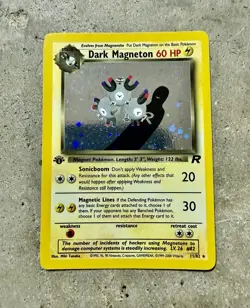 Pokemon Team Rocket Dark Magneton 11/82 1st Edition Holo Swirl Rare (2000) NICE - Image 1