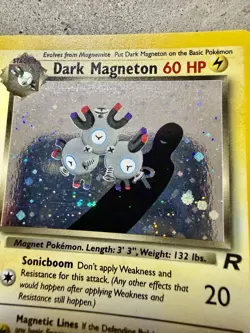 Pokemon Team Rocket Dark Magneton 11/82 1st Edition Holo Swirl Rare (2000) NICE - Image 4