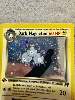 Pokemon Team Rocket Dark Magneton 11/82 1st Edition Holo Swirl Rare (2000) NICE - Image 5