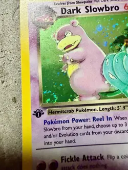 Pokemon Dark Slowbro 12/82 1st Edition Holo Swirl Team Rocket WOTC 2000 - Image 3