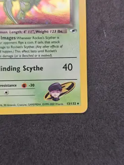 Rocket’s Scyther 13/132 Holo Rare Gym Heroes Pokemon Card, SWIRL - Image 3