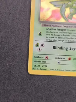 Rocket’s Scyther 13/132 Holo Rare Gym Heroes Pokemon Card, SWIRL - Image 4