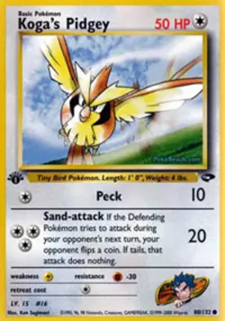 Moderately Played, English Pokemon Regular Koga's Pidgey - 80/132 - Common - 1st - Image 1