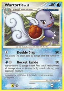 Heavily Played, English Pokemon Regular Wartortle - 65/127 - Uncommon Platinum - - Image 1