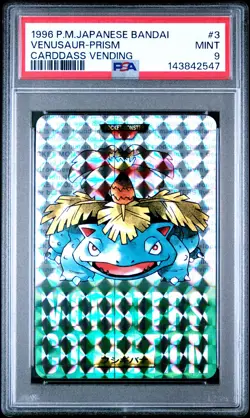 1996 POKEMON JAPANESE BANDAI CARDDASS VENDING #3 VENUSAUR-PRISM PSA 9 - Image 1