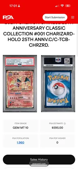 PSA 10 Chinese 25th Anniversary Charizard Holo 001/025 Pokemon 2021 - Image 3