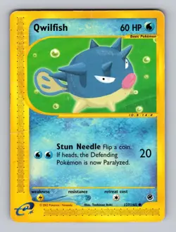 Qwilfish 127/165 Common Expedition Base Set Pokemon Damaged - Image 1