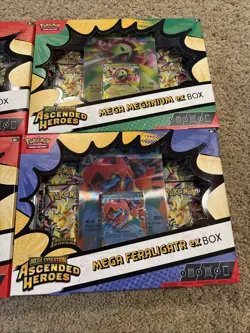 Pokemon TCG Ascended Heroes Mega Emboar, Meganium, Feraligatr EX Box Lot Of 4 - Image 2