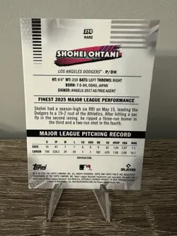 2026 Topps Finest Shohei Ohtani Rare Refractor SP #250 Dodgers - Image 2