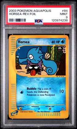 2003 POKEMON AQUAPOLIS #84 HORSEA-REVERSE FOIL PSA 9 - Image 1