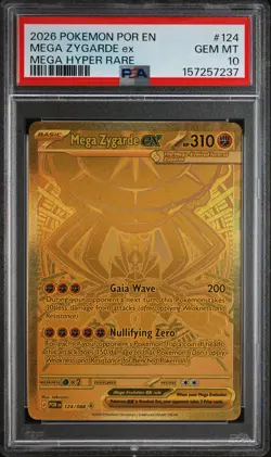 LOW POP 2026 POKEMON-PERFECT ORDER MEGA HYPER RARE #124 MEGA ZYGARDE EX PSA 10 - Image 1