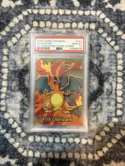 2000 TOPPS POKEMON TV ANIMATION CLEAR CARDS #PC3 CHARIZARD PSA 10 - Image 1