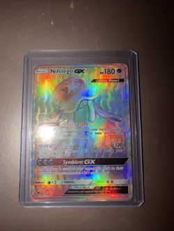 Nihilego GX Rainbow Secret Rare Pokemon TCG Card Crimson Invasion 114/111 - Image 1