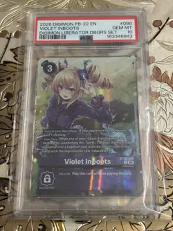 PSA 10 Divimon Card Game Violet Inboots Alt Art Debuggers Promo Bt20-088 - Image 1