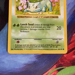 Pokemon TCG Bulbasaur Base Set 44/102 Regular Shadowless WOTC - LP/MP - Image 4