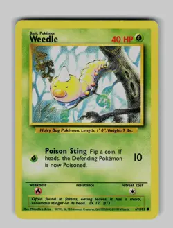 Weedle 69/102 Common Base Set Unlimited Pokemon Moderately Played - Image 1