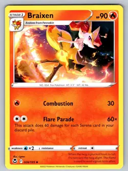 Braixen 026/195 Uncommon Silver Tempest Pokemon Near Mint Make Offer! - Image 1