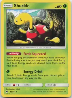 Shuckle 16/214 Uncommon Lost Thunder Pokemon Near Mint - Image 1