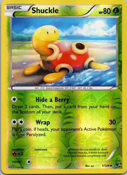 Shuckle 1/124 Uncommon Fates Collide Pokemon Reverse Holo Near Mint - Image 1