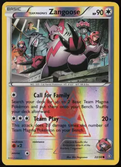 Team Magma's Zangoose Reverse Holo Common Double Crisis 22/34 NM - Image 1