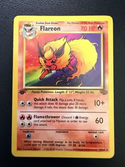 Pokemon TCG Flareon 1st Edition Jungle Non-Holo Card 19/64 - Image 1